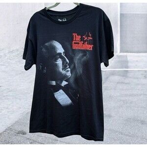 The Godfather Graphic Print Black Short Sleeve T-Shirt Marlon Brando -Size Large